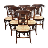 6 chaises paillées empire