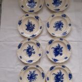 Assiettes anciennes creuses VB fleurs bleues