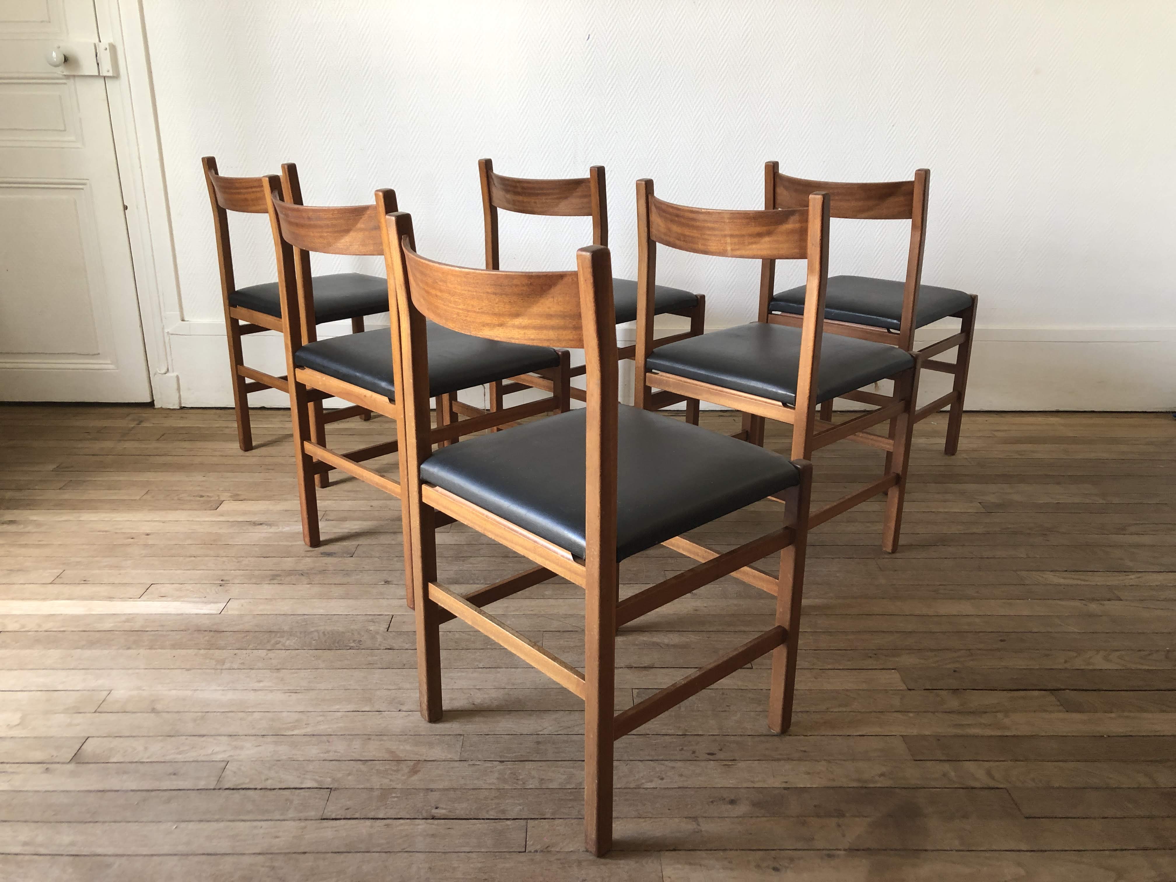 6 chaises scandinave années 60