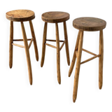Set of three high tripod farmhouse stools