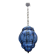 Wrought Iron Blue Murano Glass Light Pendant 1980’s