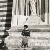 Original photo, nineties, child statue graphic design architecture
