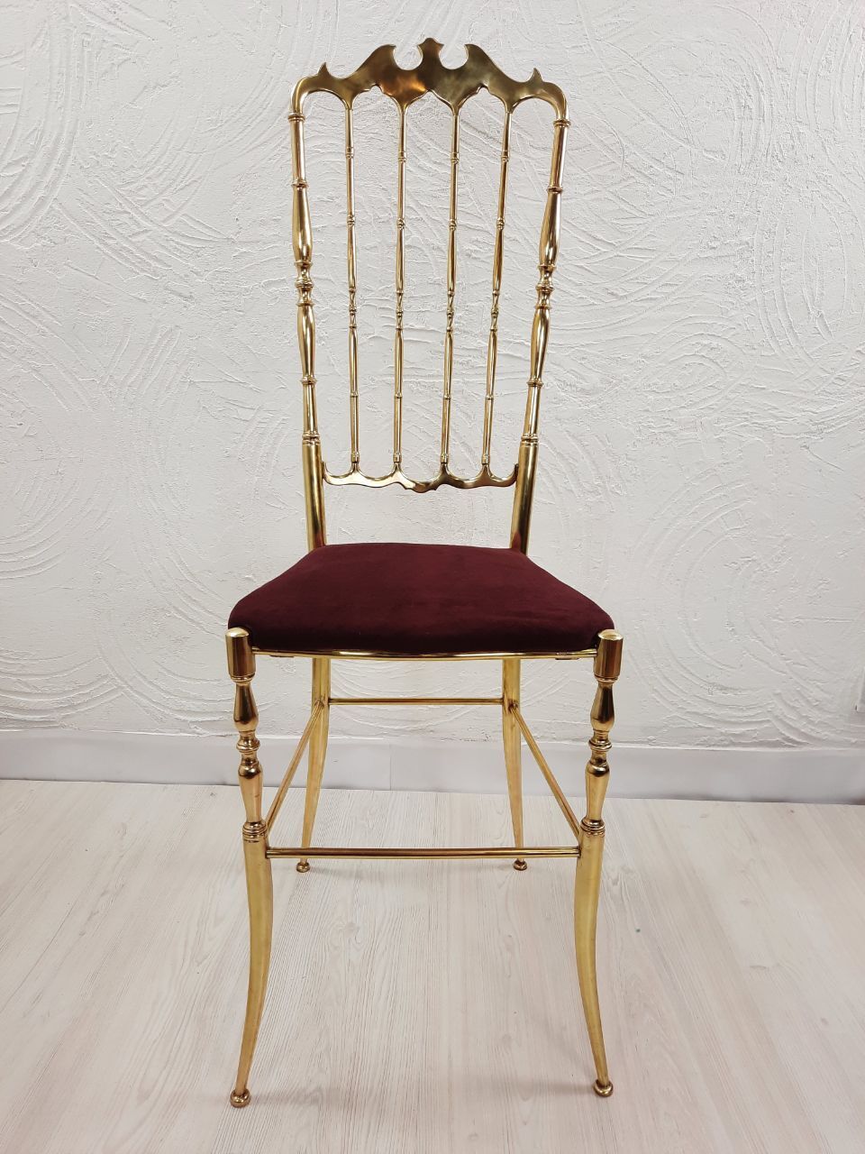 Pair of chiavarine chairs, brass