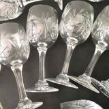 Set of 12 carved crystal wine glasses