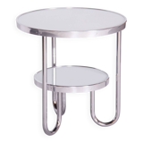 Restored Bauhaus Small White Table, Kovona, Chrome, Czechia, 1930s