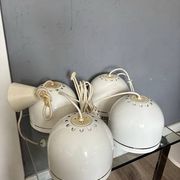 4 lampes suspensions Space Age blanches Philips 201-110, années 1970