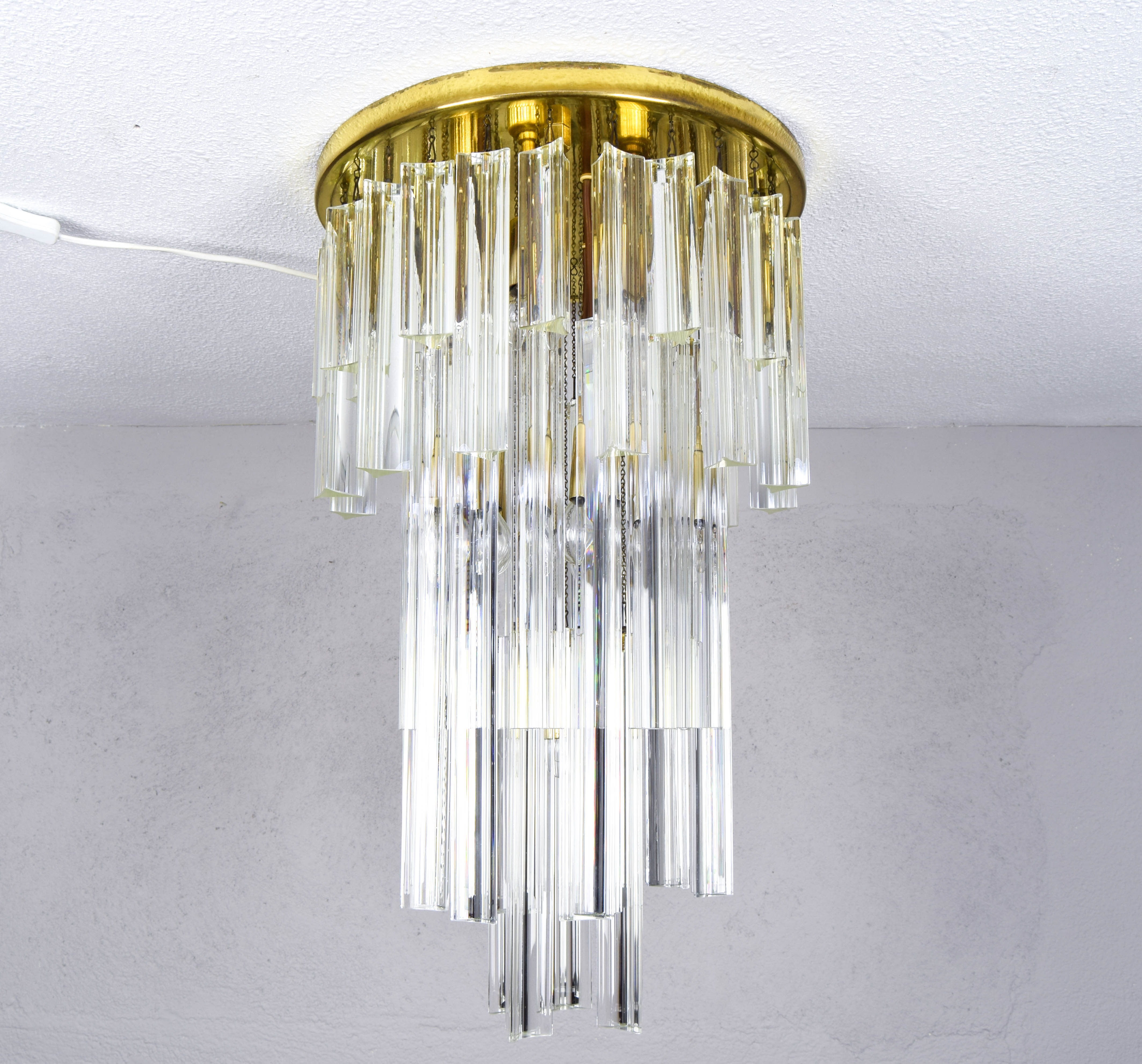 Venini Murano glass waterfall ceiling light Triedri
