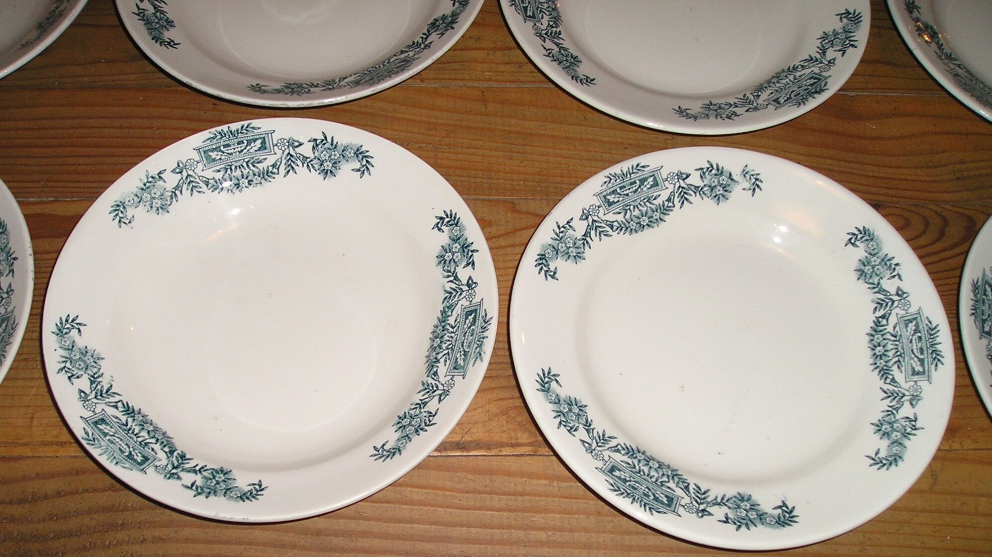 6 dinner plates, 6 plates service hollow earthenware Longchamp model Lutèce