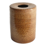 Scandinavian Modern Brown Cylindrical Vase, Jerk Werkmäster, Nittsjö Sweden 1960