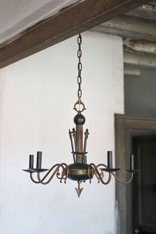 Suspension vintage, suspension laiton empire, suspension flèche