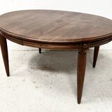 Art Deco table and six chairs in solid walnut, 20th century.