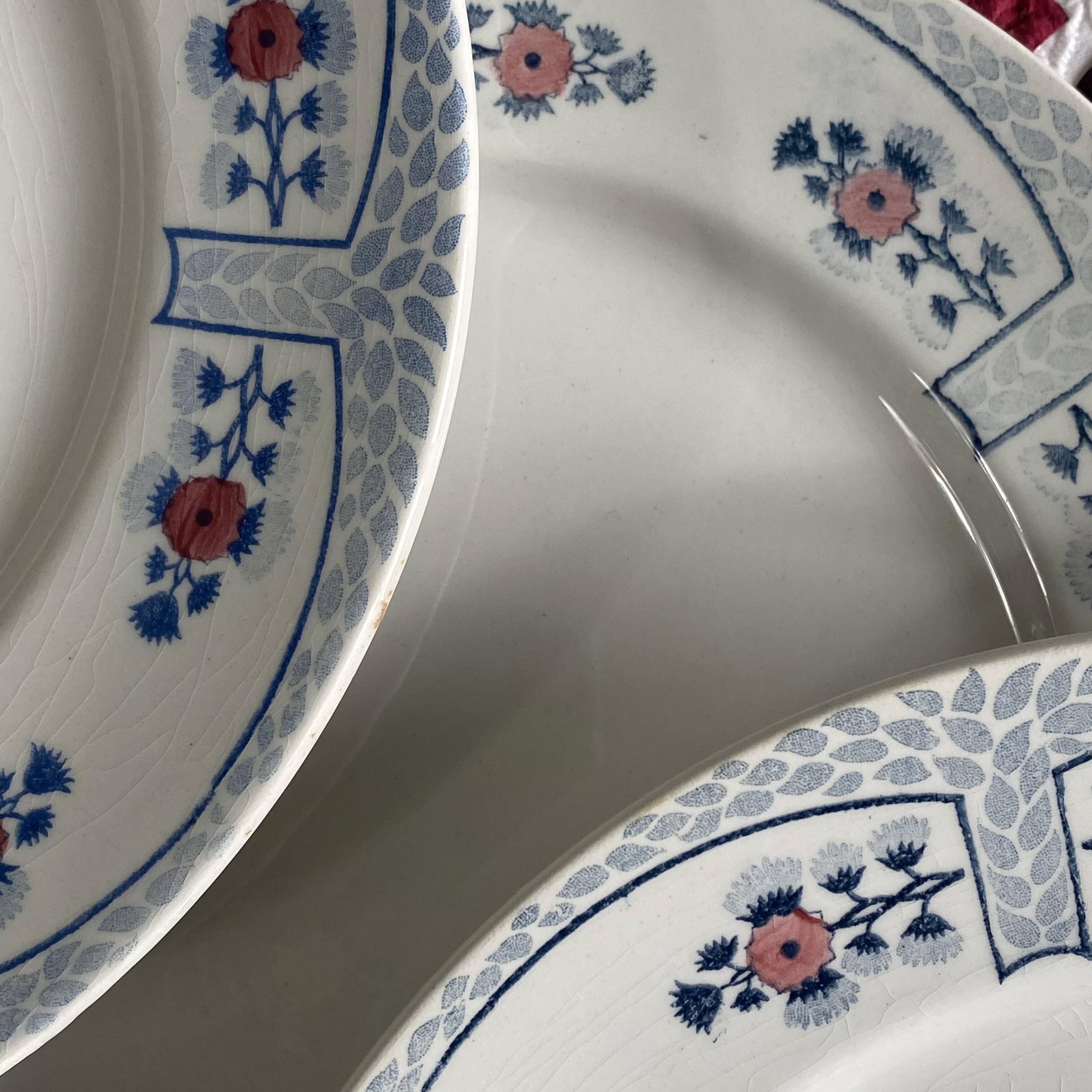 6 flat plates Creil and Montereau Toledo antique earthenware