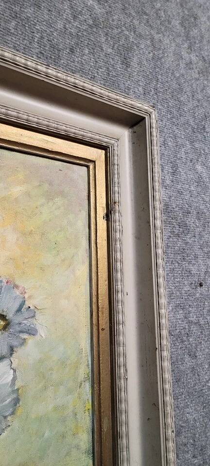 Bournay Rosebush: Oil painting on canvas, still life with flowers