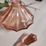Vintage Art Deco perfume bottle in beautiful pink glass.