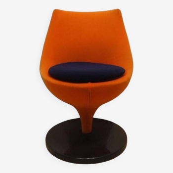 Pierre Guariche armchair "in orange fabric by Meurop Belgium 1960 Vintage