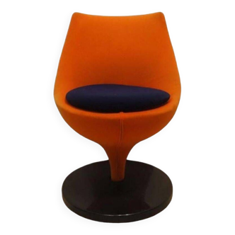 Fauteuil Pierre Guariche "en tissu orange par Meurop Belgique 1960 Vintage