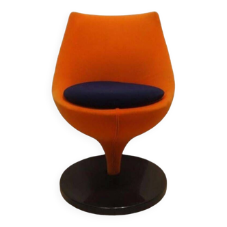 Pierre Guariche armchair "in orange fabric by Meurop Belgium 1960 Vintage