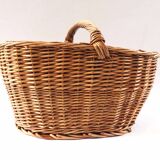 Large rattan basket with low handle