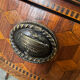 Table bouillotte/table jeu de Style Louis XVI en marqueterie vers 1900