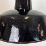 Industrial Black Enamel Factory Lamp with Cast Iron Top, 1950s