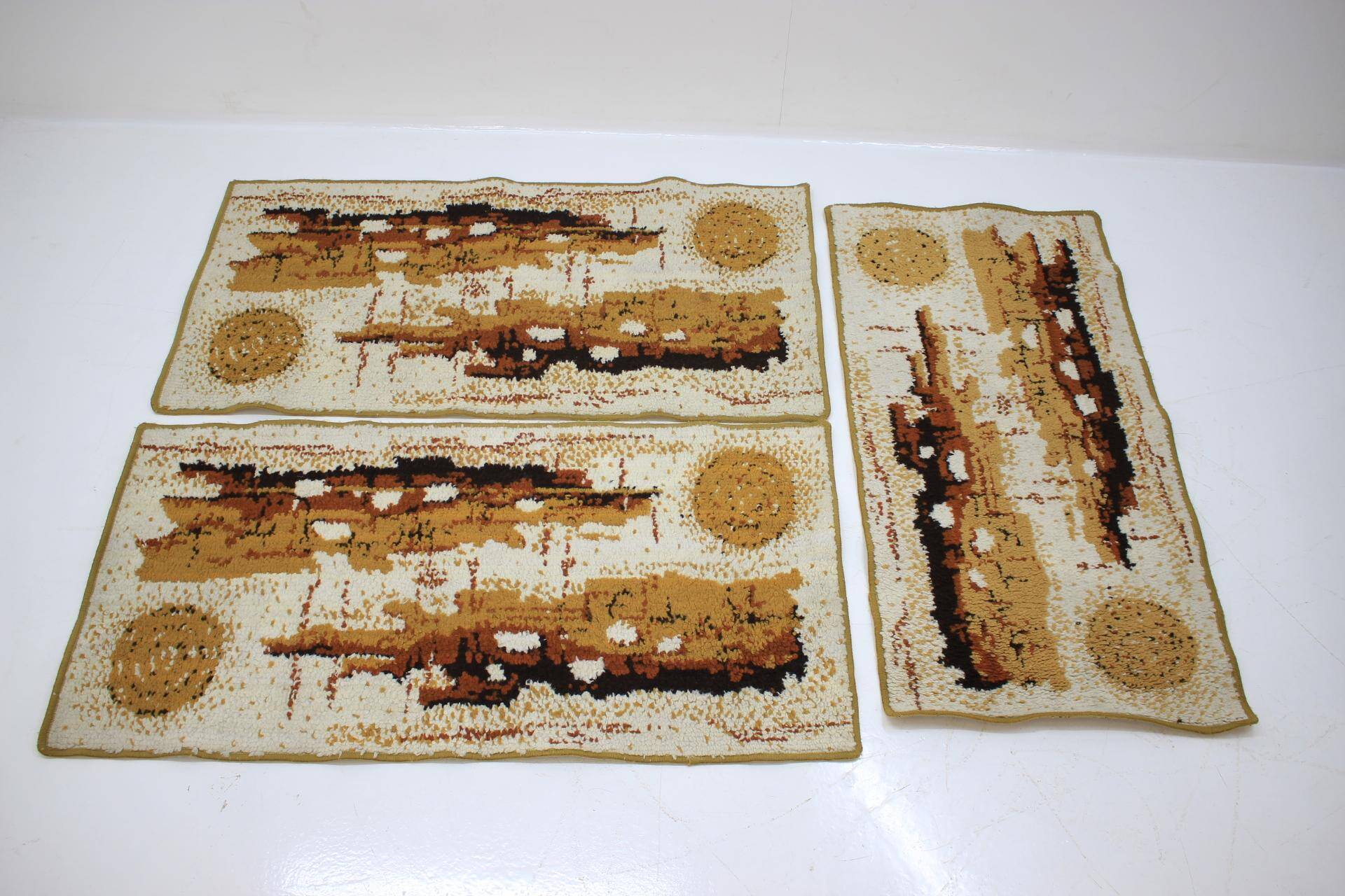 Set of three retro design red carpets, 1980s