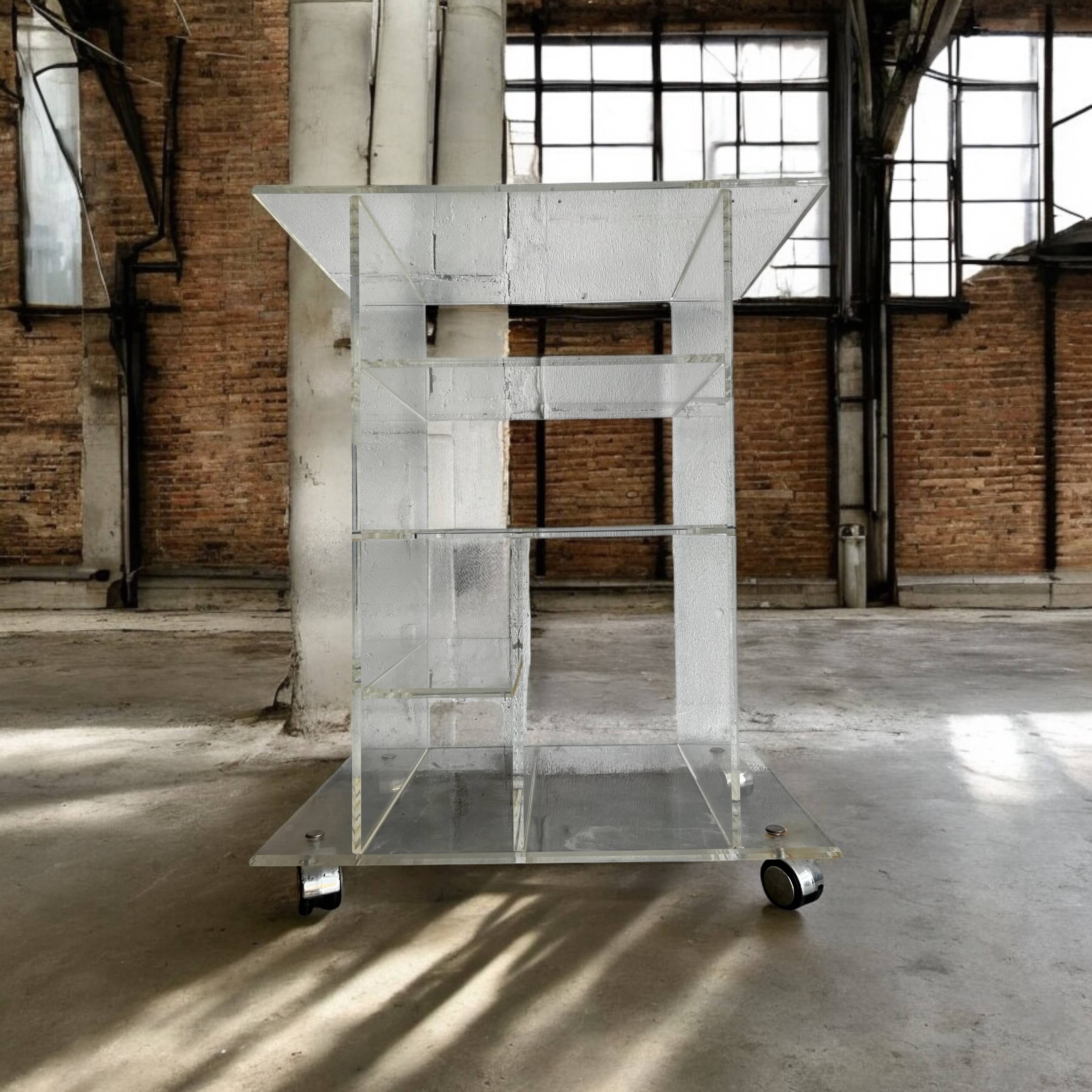 Vintage plexiglass furniture/audio furniture/cart