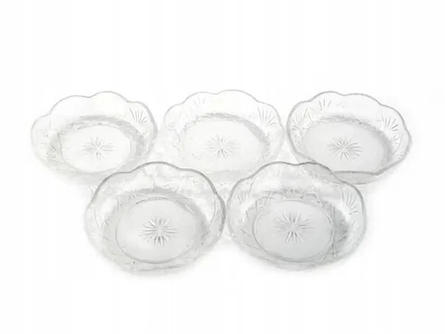 Set of dessert plates, Art Deco, crystal, Hortensja Glassworks, Poland, 1930s