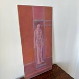 Nude figure. Oil painting on board. Mid 20th century, signed and dated 1974