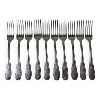 Set of 10 silver-plated forks, 'REX' goldsmith's work