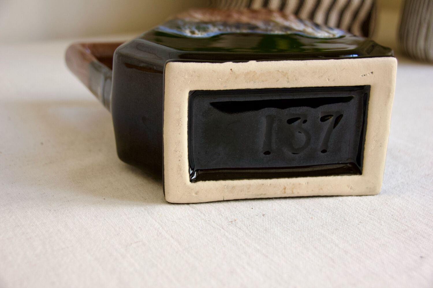 Flamed ceramic carafe jug