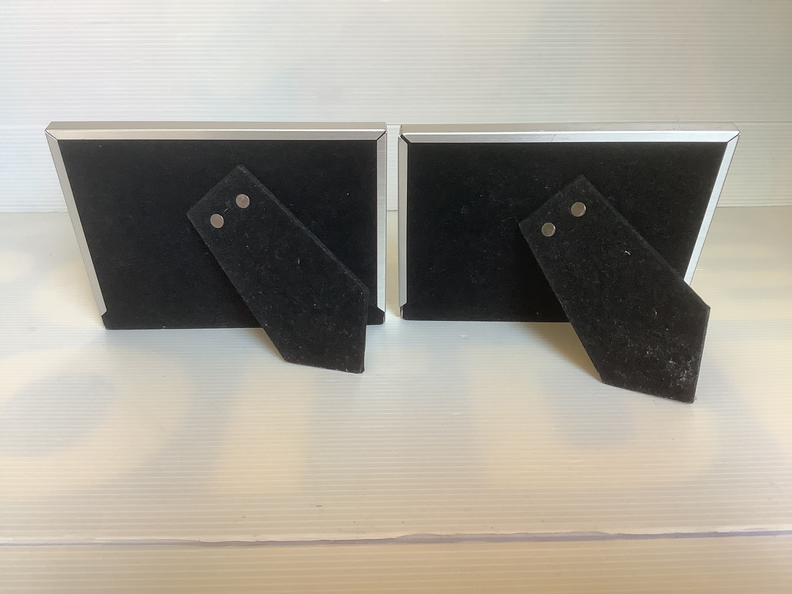 Pair of brushed effect metal photo frames