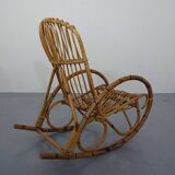 Mid-Century Italian Bamboo Rocking Chair, 1950s