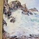 Watercolor Maurice Perronnet (1877-1950) Wave breaking against a rock