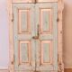 Old art deco cabinet in original turquoise-pink patina Burmese teak