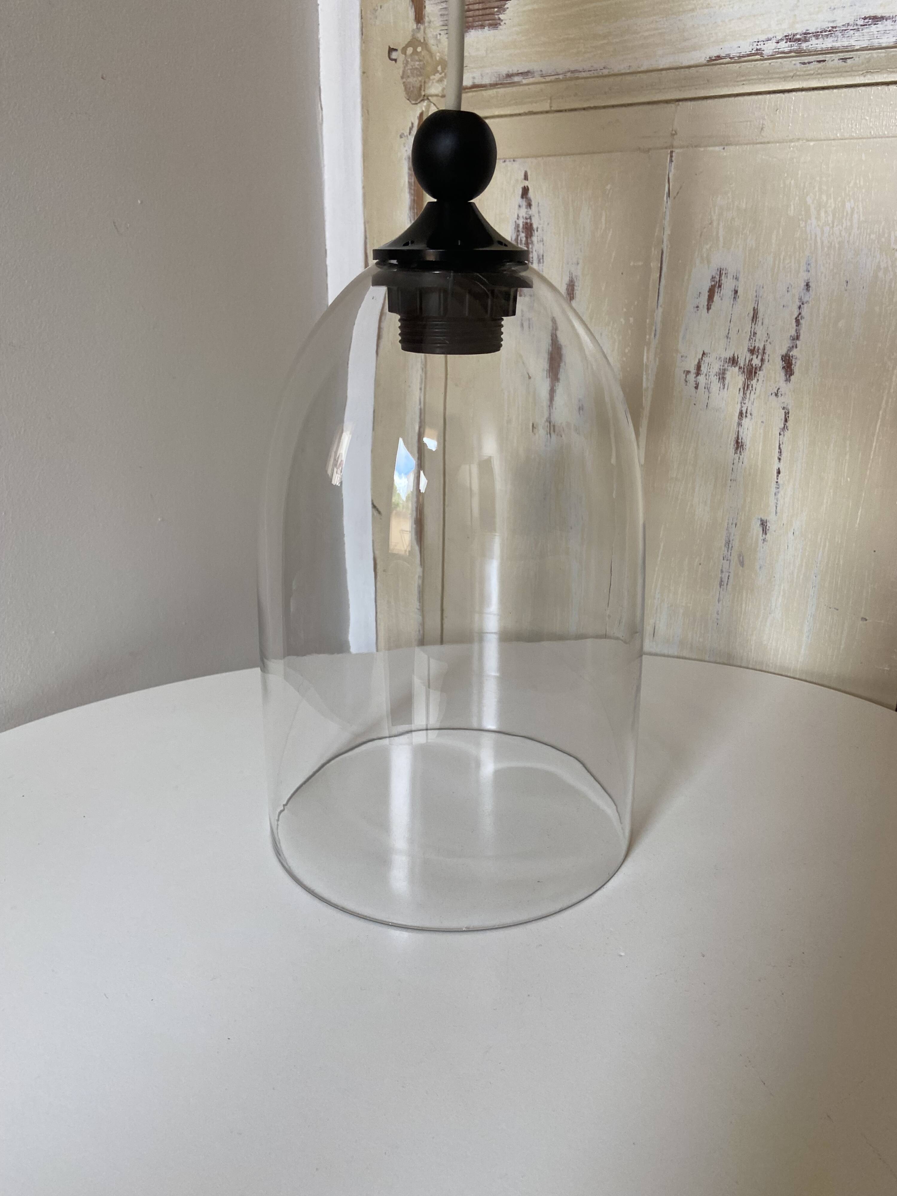 Pendant Light in Vintage Clear Glass in Bell Shape