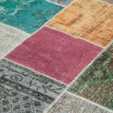 Handwoven Anatolian Contemporary 205 cm x 301 cm Multicolor Patchwork Carpet