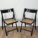 Chaises pliantes en bois et rotin