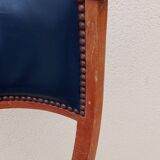 Tabouret de bar vintage bois et laiton ancien
