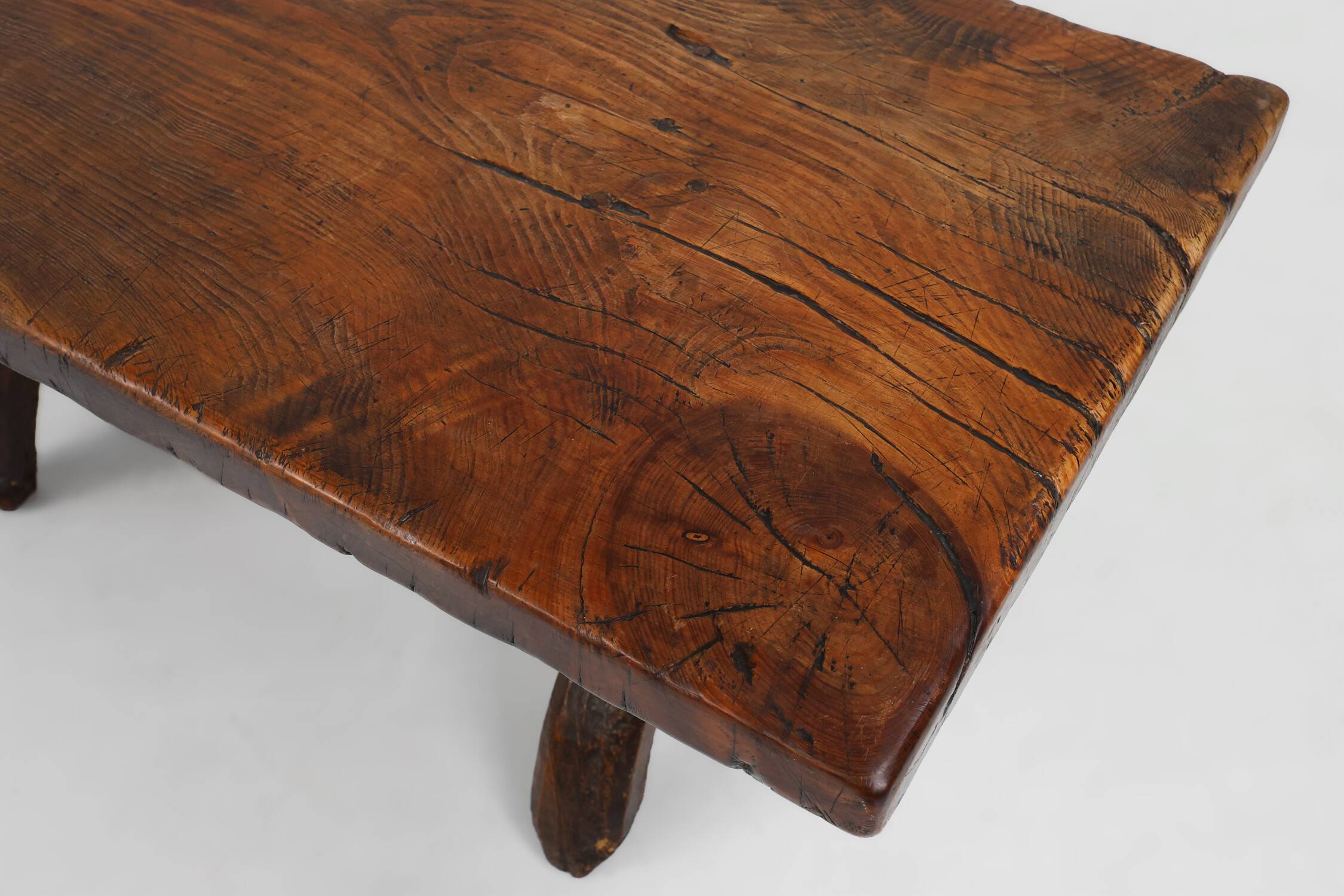 Rustic Spanish dining table, handmade in oak, 16th century