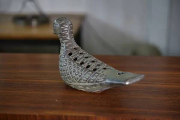 Ceramic dove flower frog, Le Potier Menton, 1960s