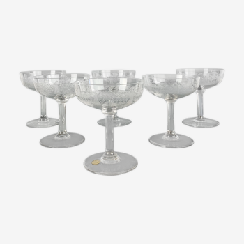SUITE OF 6 CUPS TO CHAMPAGNE SAINT LOUIS MODEL SAPHO IN CRISTAL