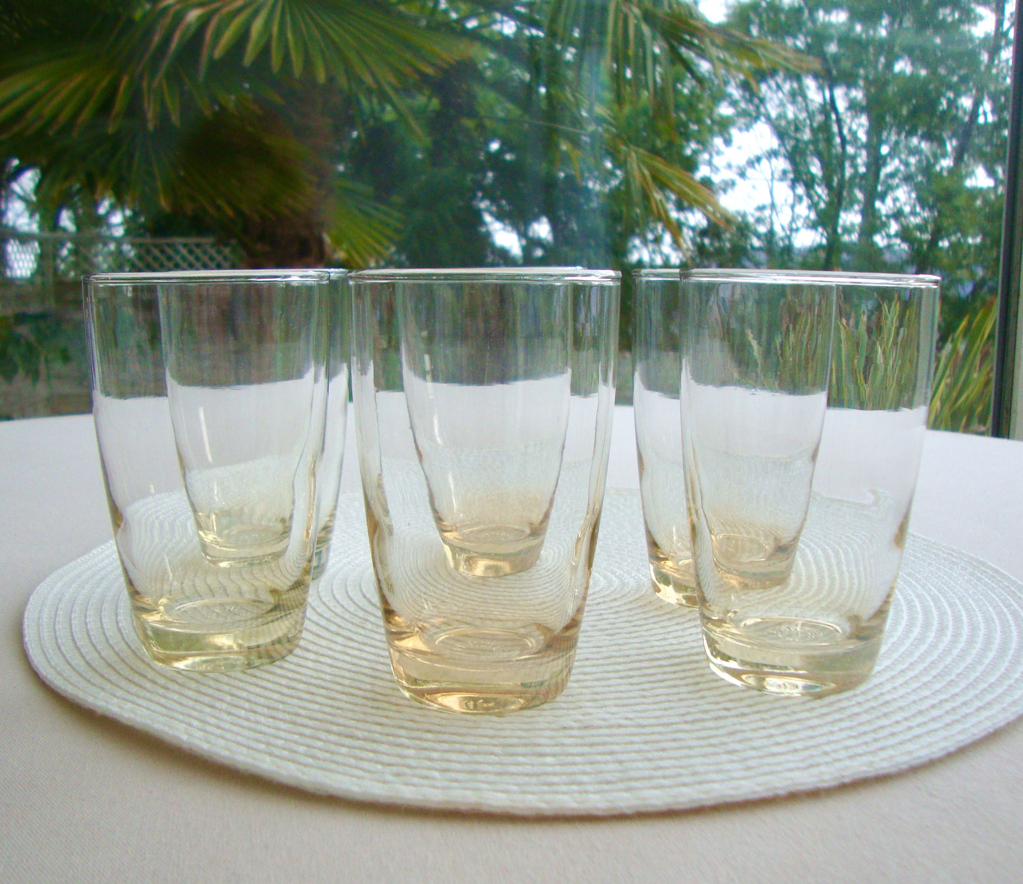 Set de 6 verres à eau jaunes vintage