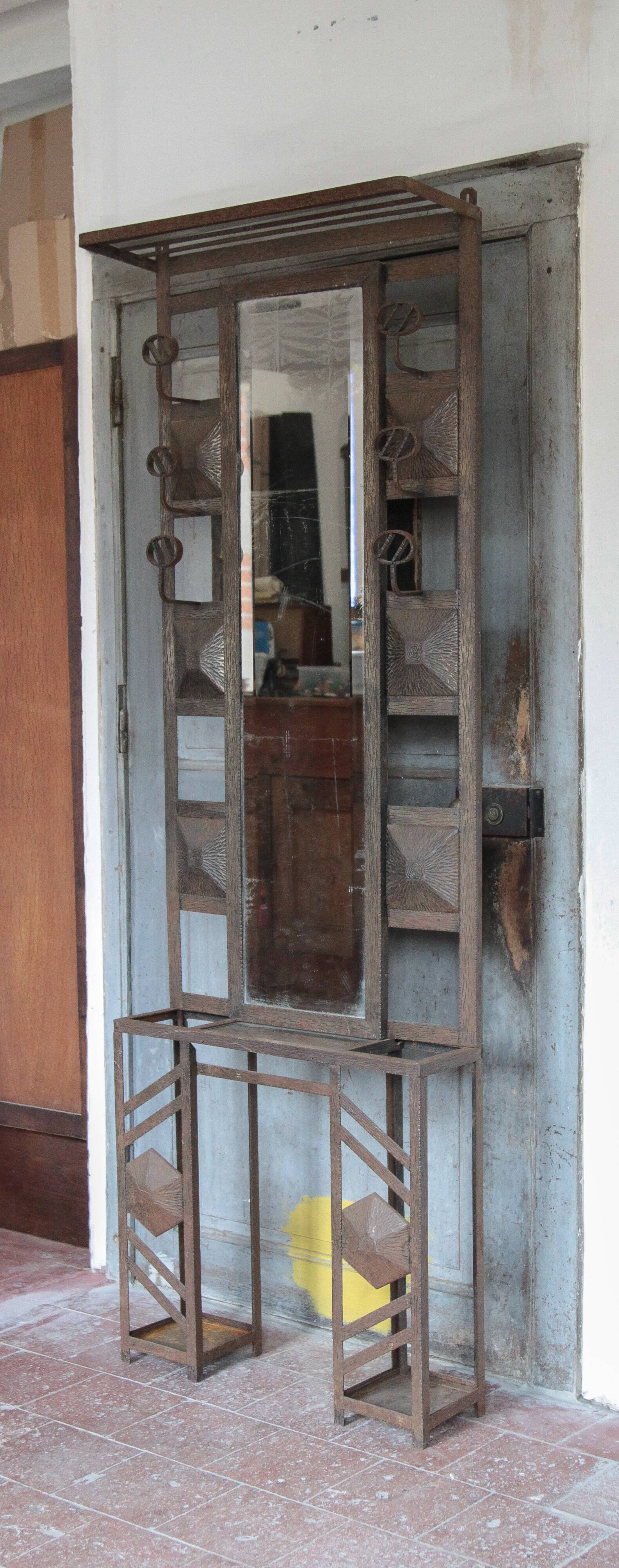 Art deco coat rack, wrought iron coat rack, cloakroom