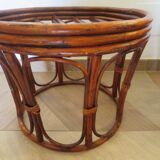 pretty pair of 2 bamboo and rattan stools with cushions - 80s - Vintage - set of 2