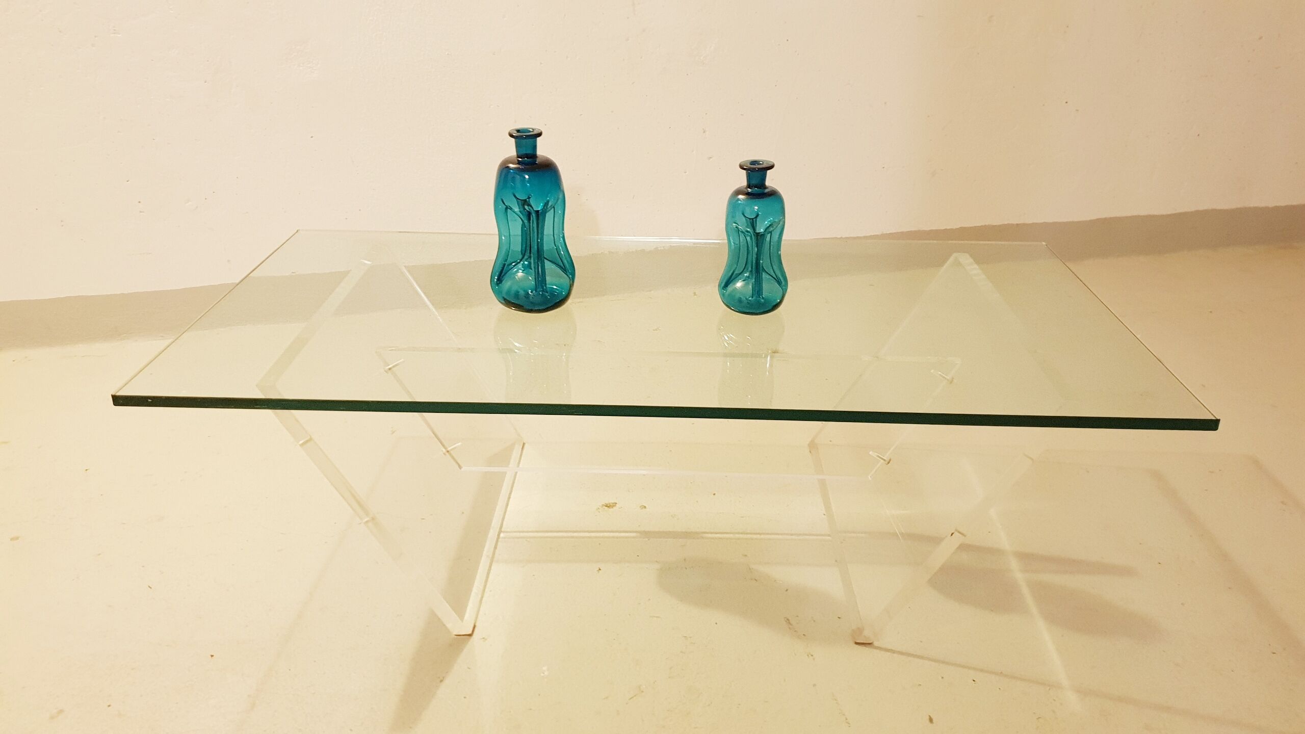 Glass and plexiglass coffee table 1970