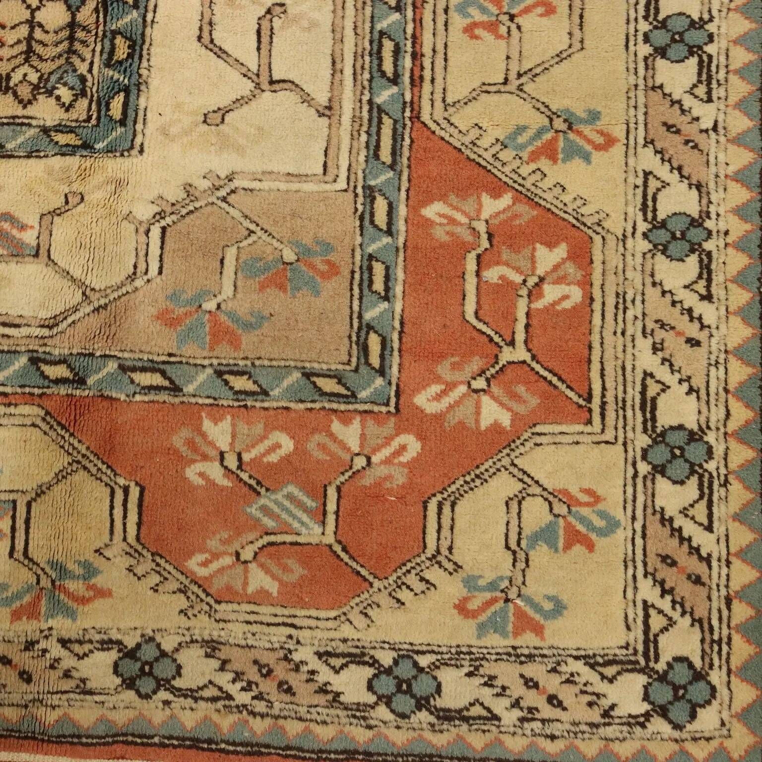 Antique Kars rug made of cotton and wool, hand-knotted, 102 x 100 in.