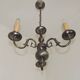Italian Vintage Silver Brushed Metal 3 Light Flemish Style Chandelier