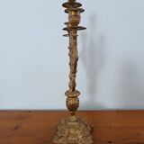 Bronze candlestick with lion head decoration