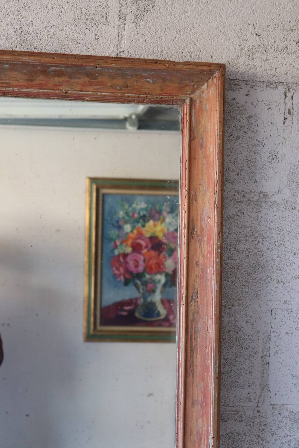 Large antique mirror in patinated wood h170cm