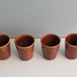 Sarreguemines pitcher and goblets, France 1970s